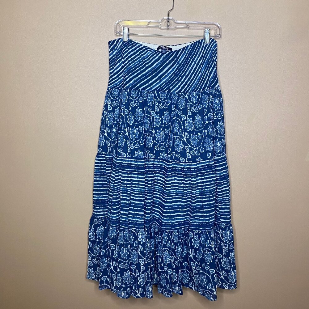 Chaps Old Money Chic 100% Cotton Long Summer Skirt